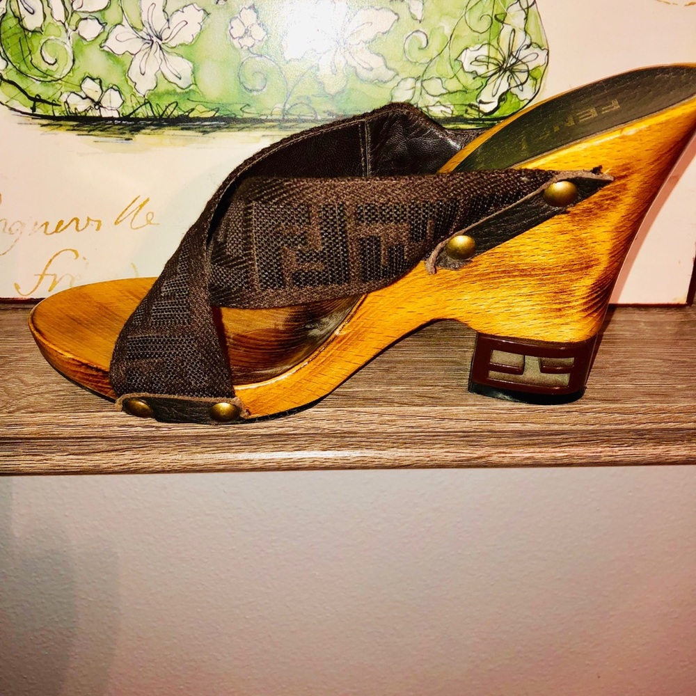Size 6 Fendi slip on heels